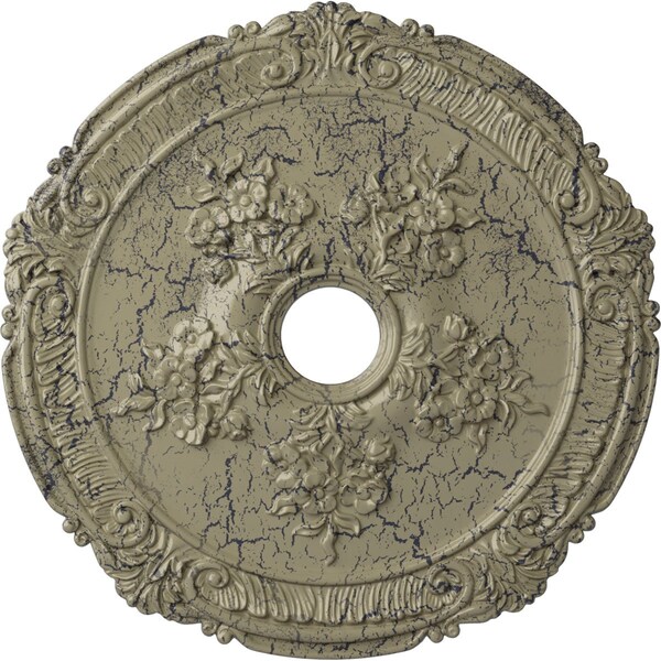 Ekena Millwork Attica with Rose Medallion (Canopies up to 4 1/2"), 26"OD x 3 3/4"ID x 1 1/2"P, Castle Stone Crackle CM26ATCSC - main